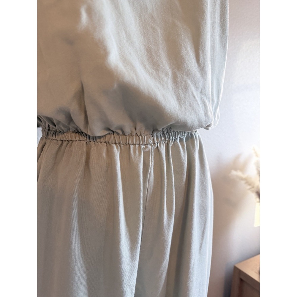 Joppa 100% Lyocell Light Green Short Sleeve Jumpsuit M Elastic Waist Pockets - Picture 3 of 9